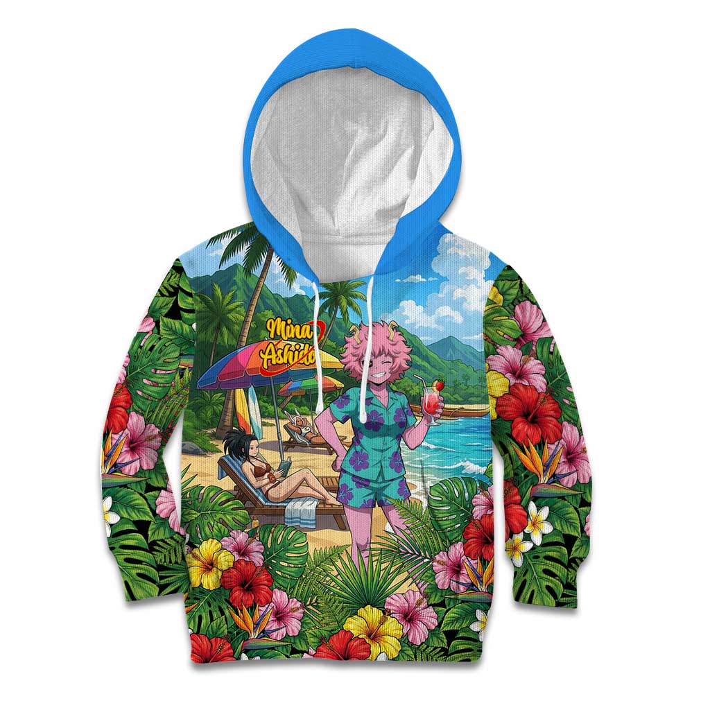 Mina Ashido Summer Chill Kid Hoodie Tropical Anime Cocktail Vibes