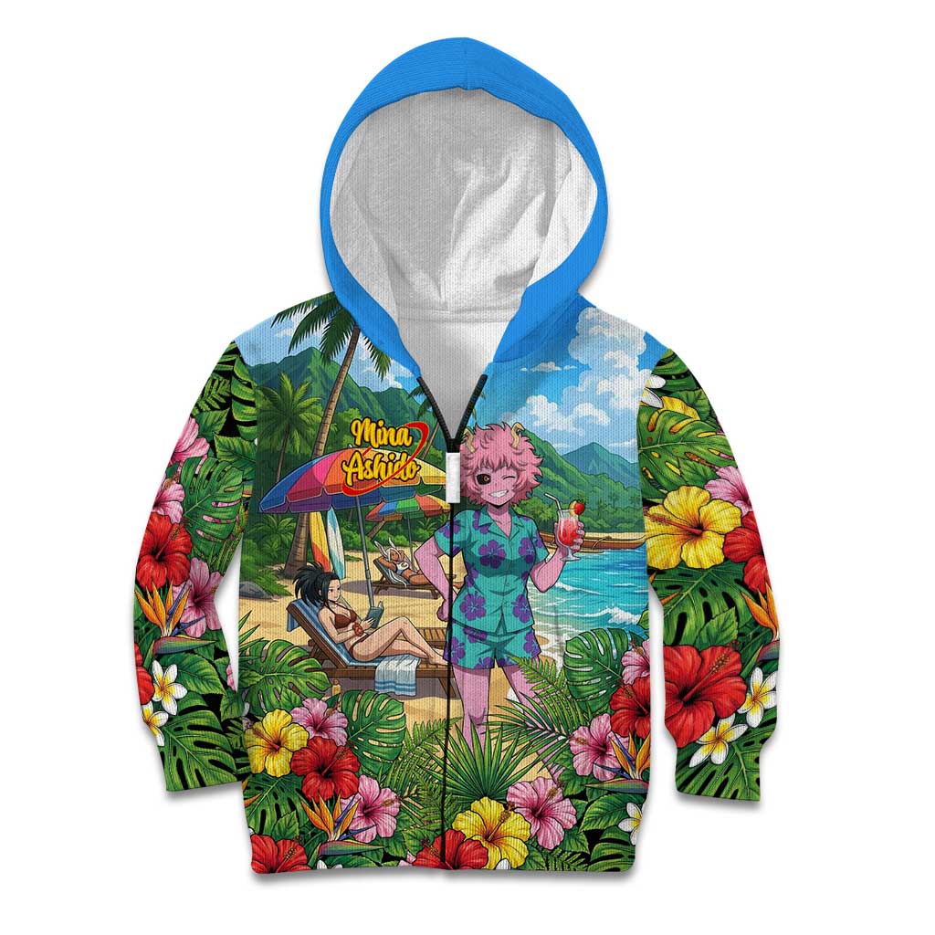 Mina Ashido Summer Chill Kid Hoodie Tropical Anime Cocktail Vibes