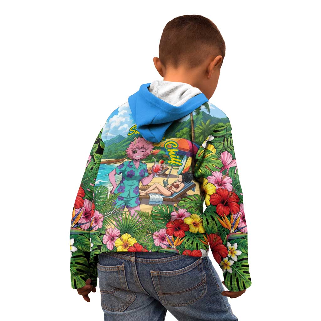 Mina Ashido Summer Chill Kid Hoodie Tropical Anime Cocktail Vibes