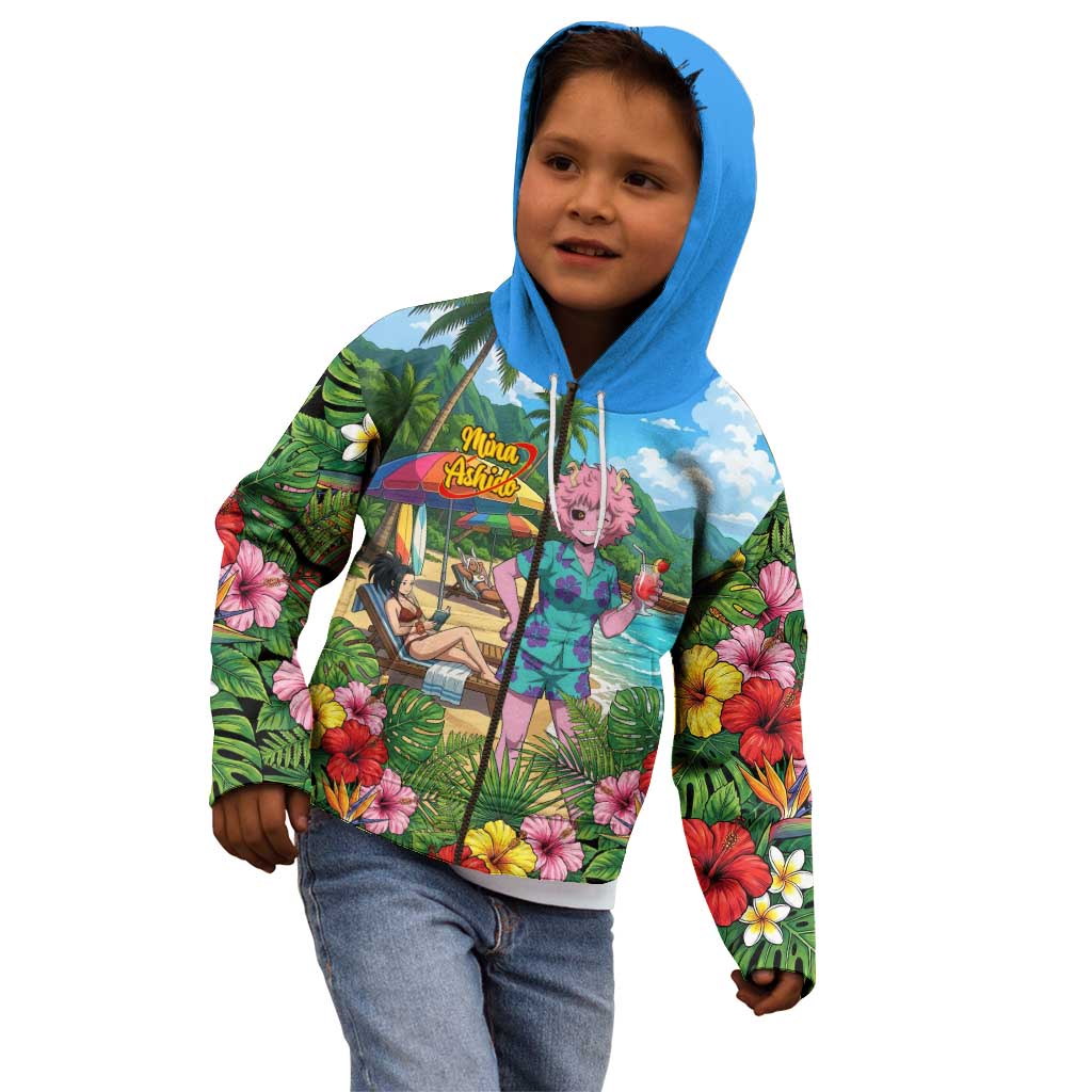 Mina Ashido Summer Chill Kid Hoodie Tropical Anime Cocktail Vibes