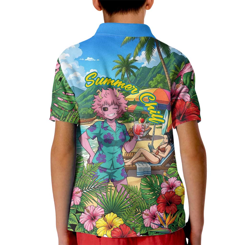Mina Ashido Summer Chill Kid Polo Shirt Tropical Anime Cocktail Vibes