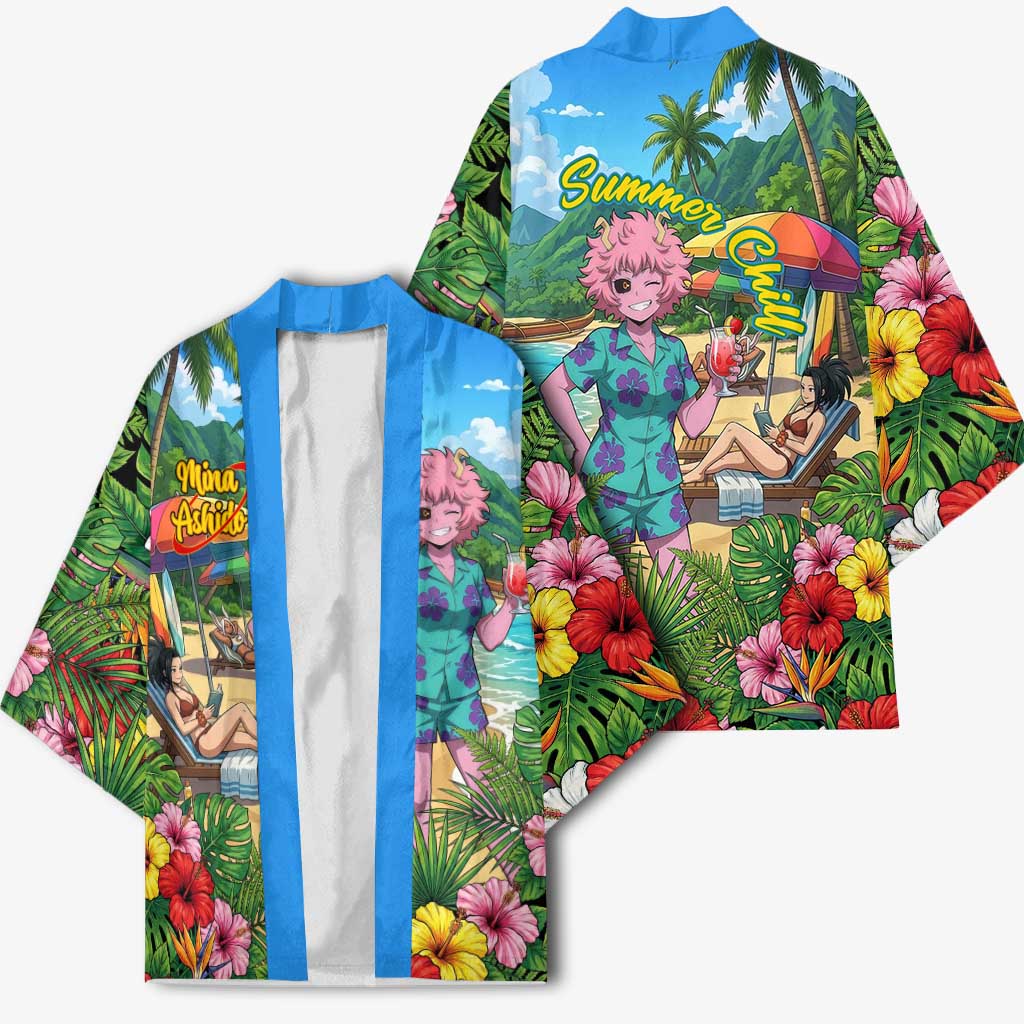 Mina Ashido Summer Chill Kimono Tropical Anime Cocktail Vibes