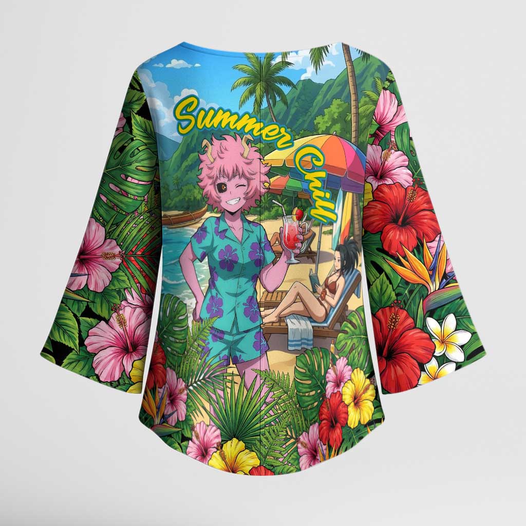 Mina Ashido Summer Chill Kimono Sleeve Blouse Tropical Anime Cocktail Vibes