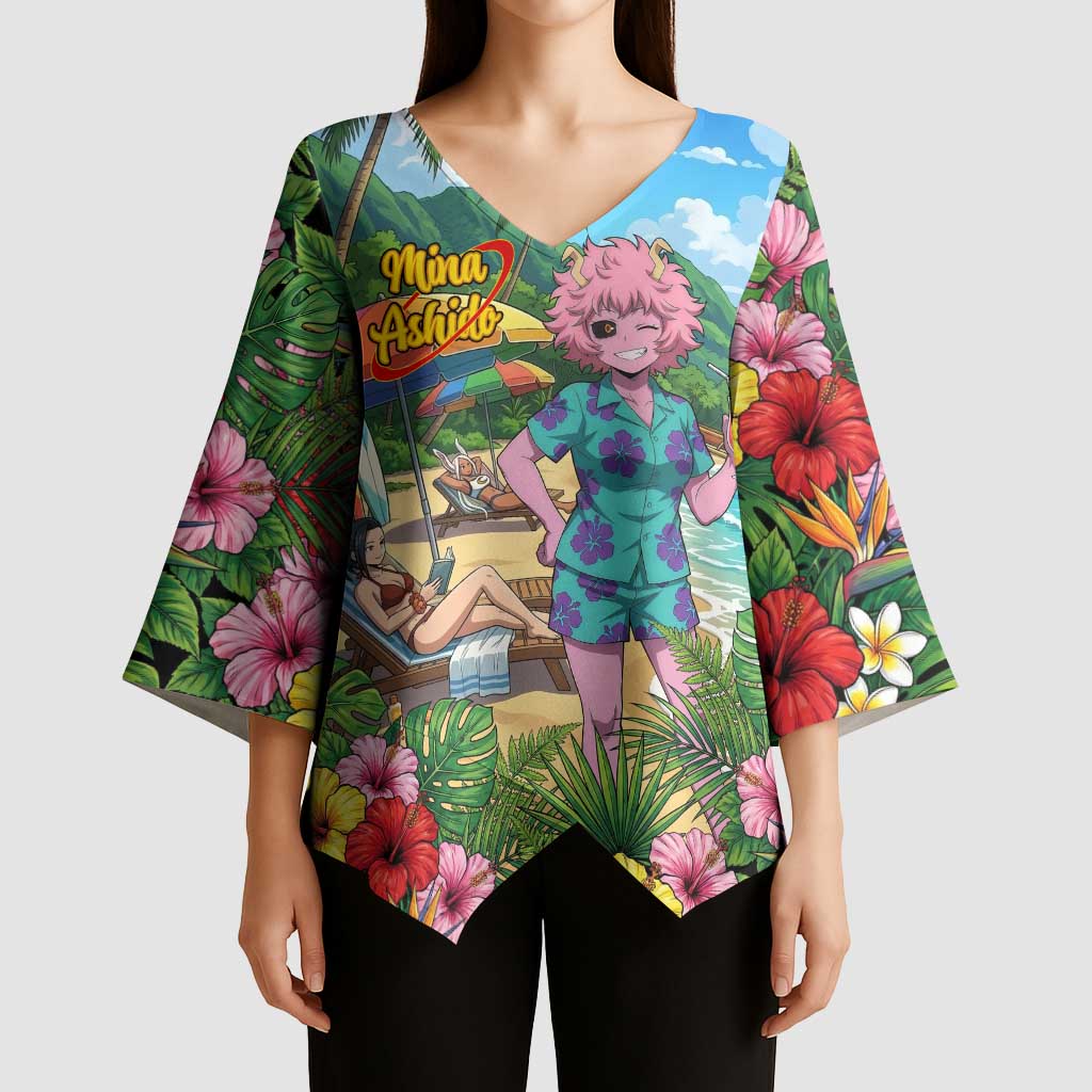 Mina Ashido Summer Chill Kimono Sleeve Blouse Tropical Anime Cocktail Vibes