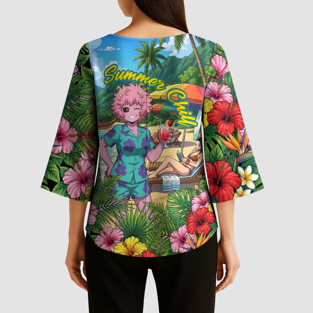 Mina Ashido Summer Chill Kimono Sleeve Blouse Tropical Anime Cocktail Vibes