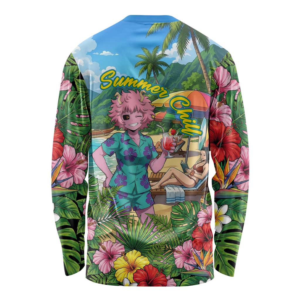 Mina Ashido Summer Chill Long Sleeve Shirt Tropical Anime Cocktail Vibes