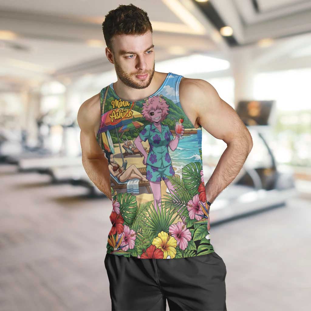 Mina Ashido Summer Chill Men Tank Top Tropical Anime Cocktail Vibes