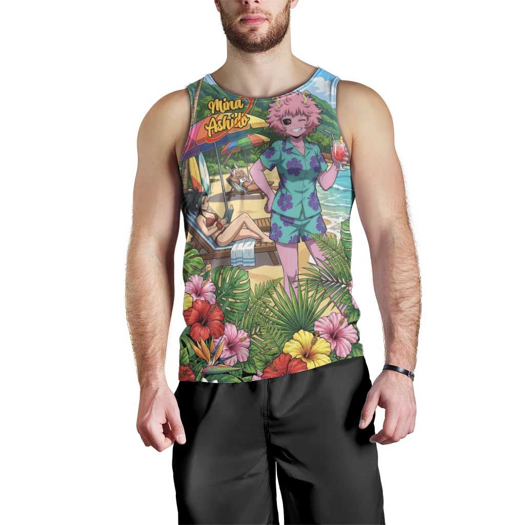 Mina Ashido Summer Chill Men Tank Top Tropical Anime Cocktail Vibes