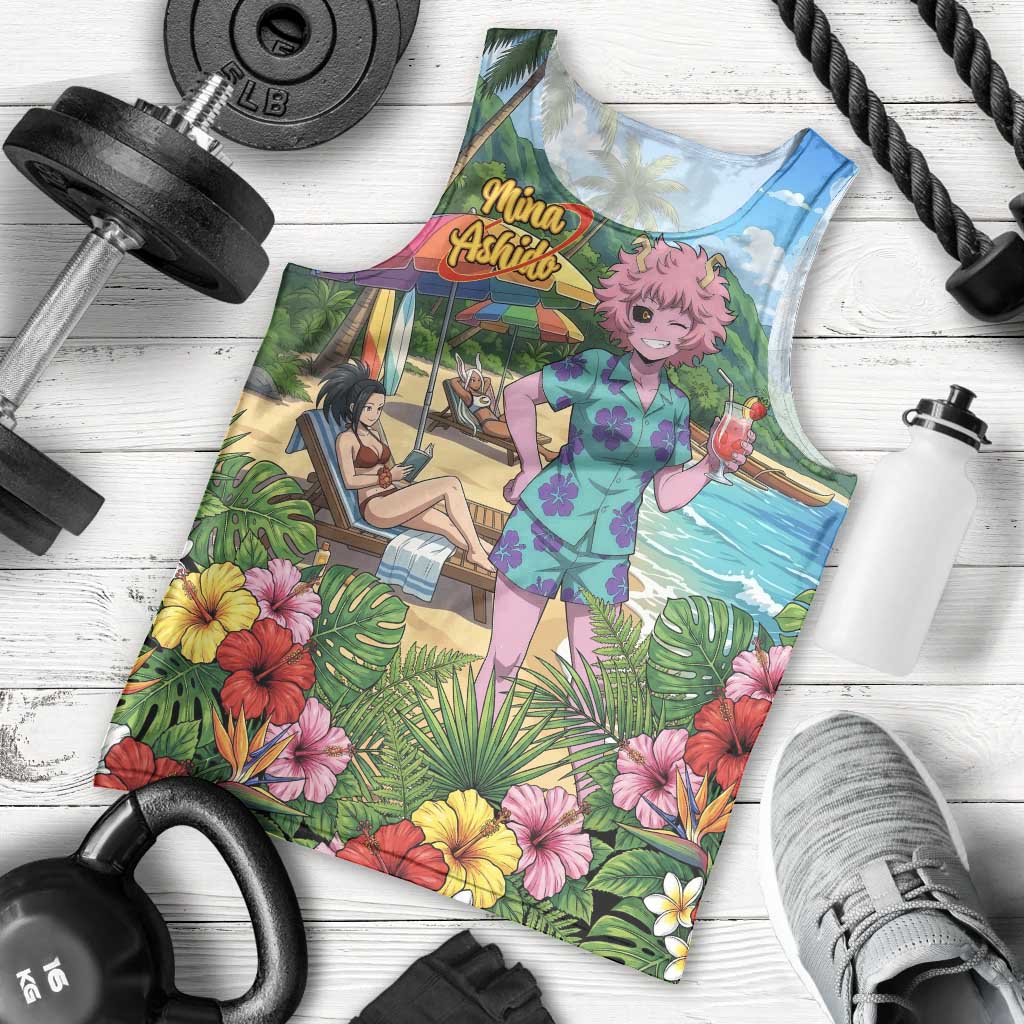 Mina Ashido Summer Chill Men Tank Top Tropical Anime Cocktail Vibes