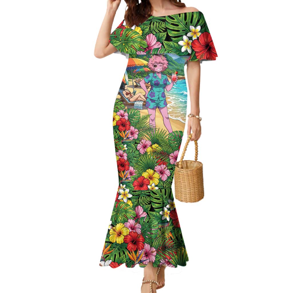 Mina Ashido Summer Chill Mermaid Dress Tropical Anime Cocktail Vibes