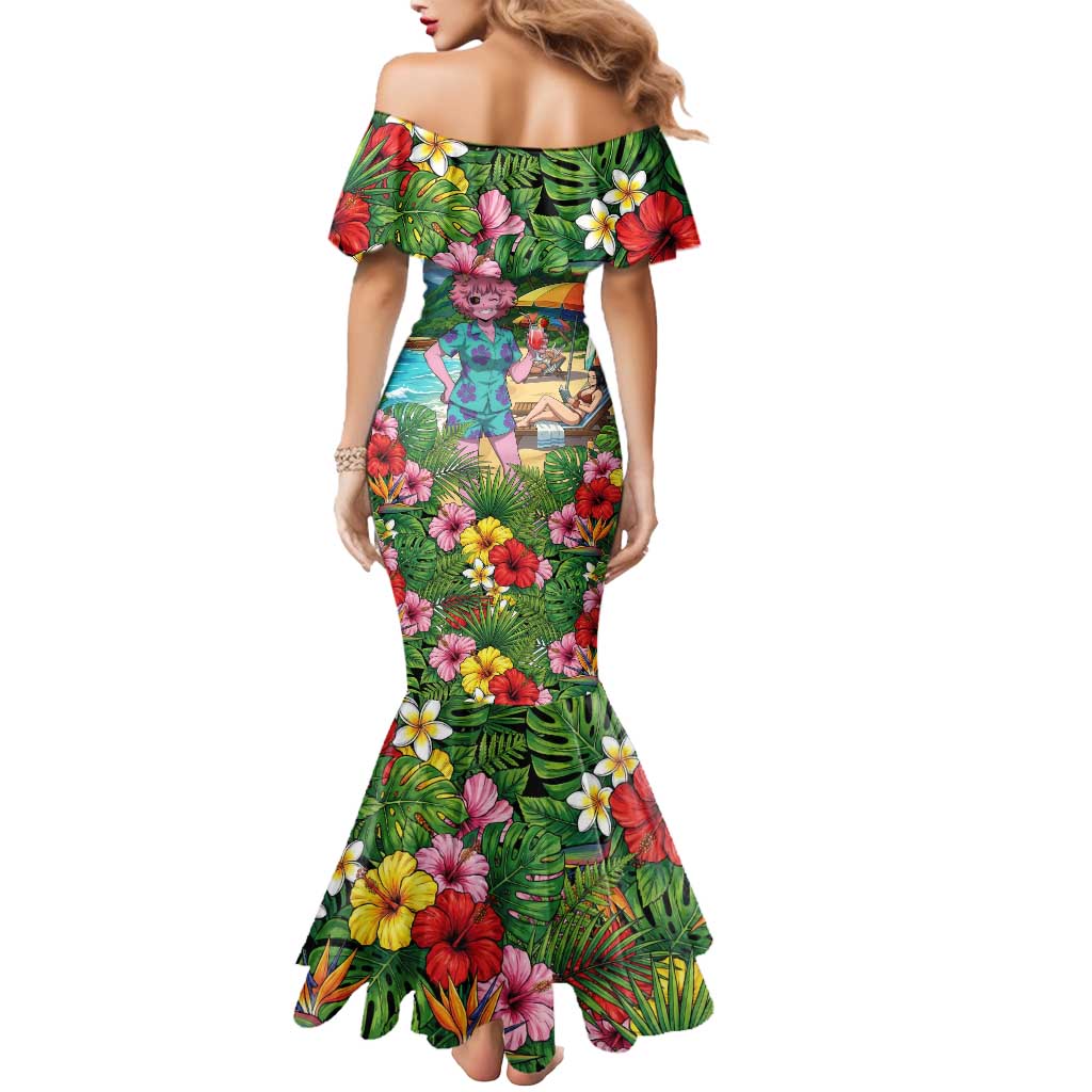 Mina Ashido Summer Chill Mermaid Dress Tropical Anime Cocktail Vibes
