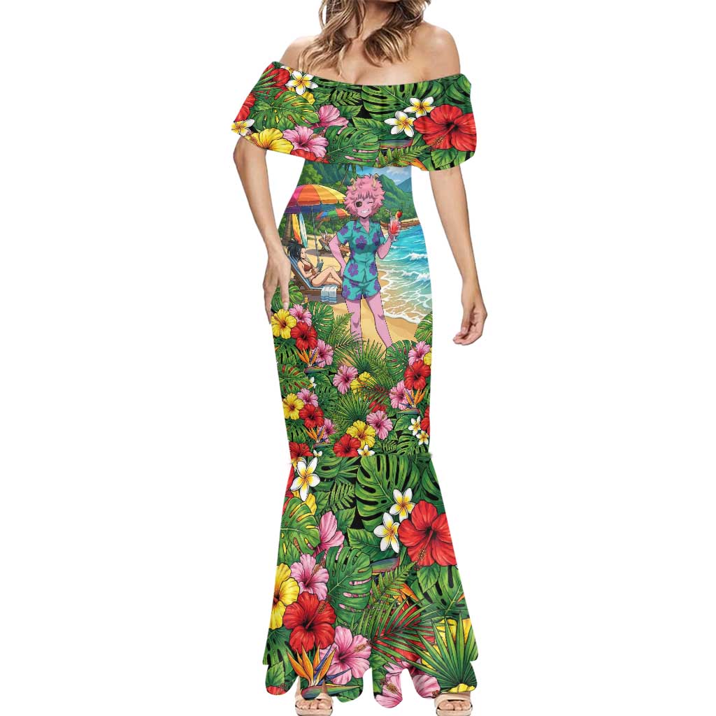 Mina Ashido Summer Chill Mermaid Dress Tropical Anime Cocktail Vibes