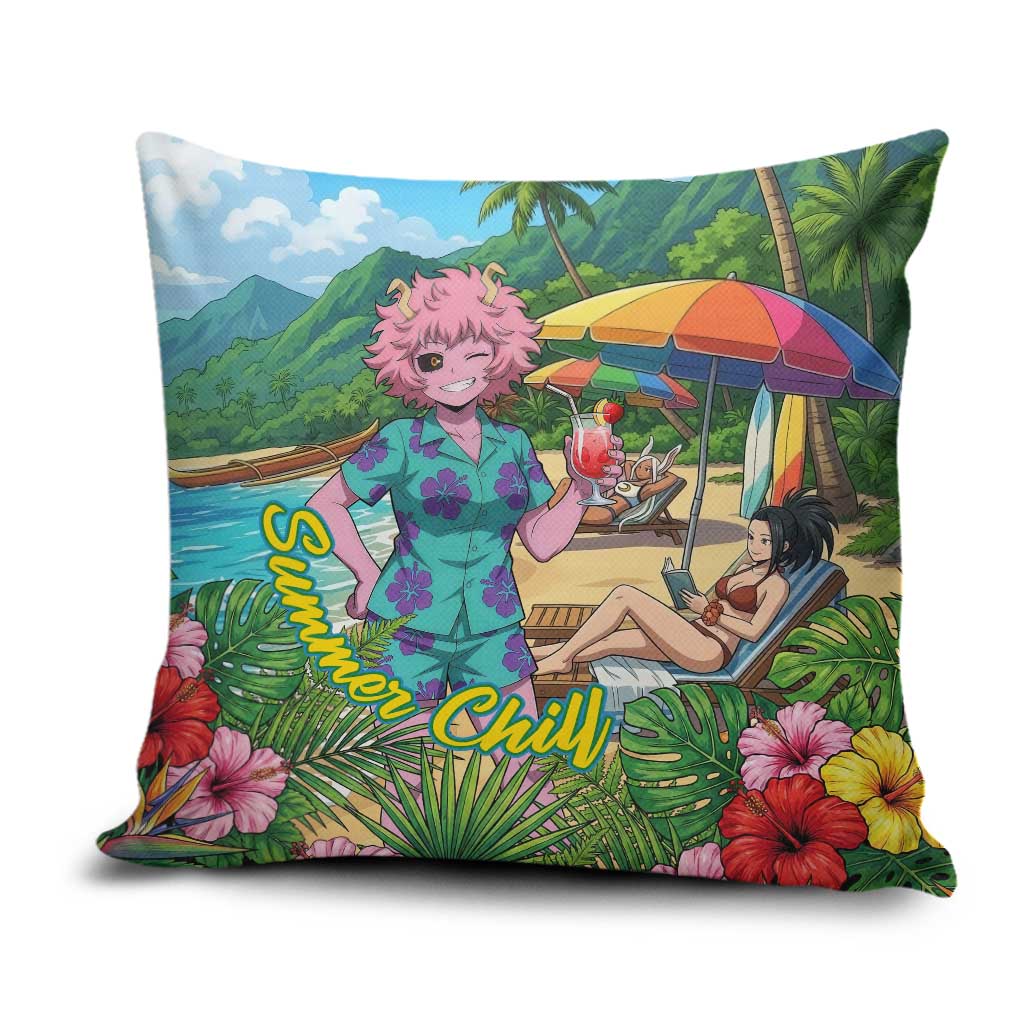 Mina Ashido Summer Chill Pillow Cover Tropical Anime Cocktail Vibes