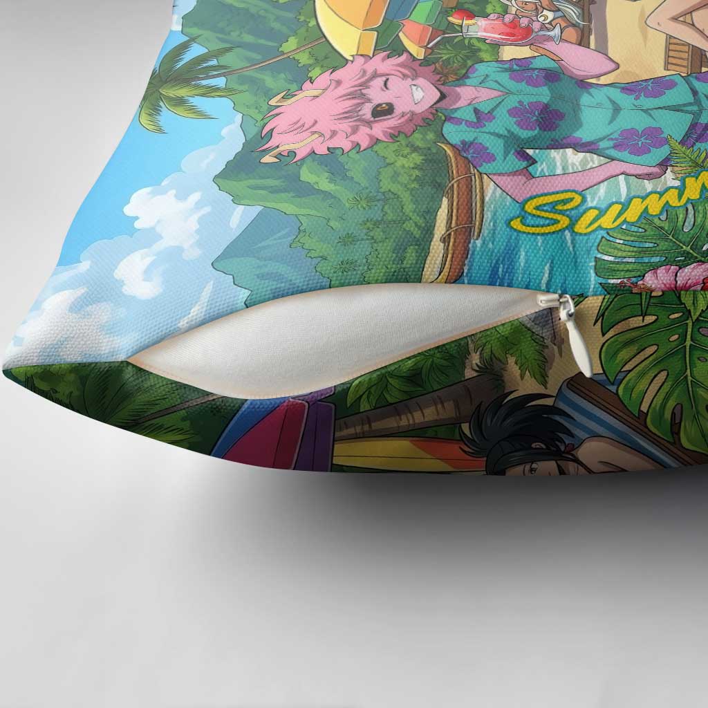 Mina Ashido Summer Chill Pillow Cover Tropical Anime Cocktail Vibes