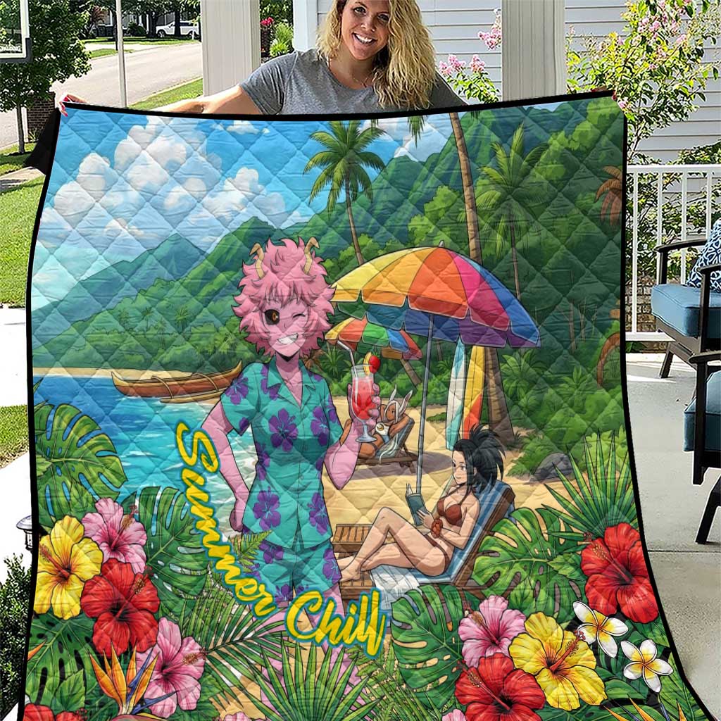 Mina Ashido Summer Chill Quilt Tropical Anime Cocktail Vibes