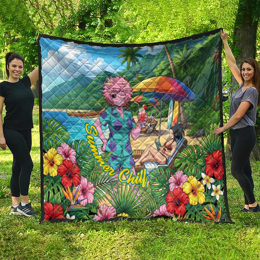 Mina Ashido Summer Chill Quilt Tropical Anime Cocktail Vibes