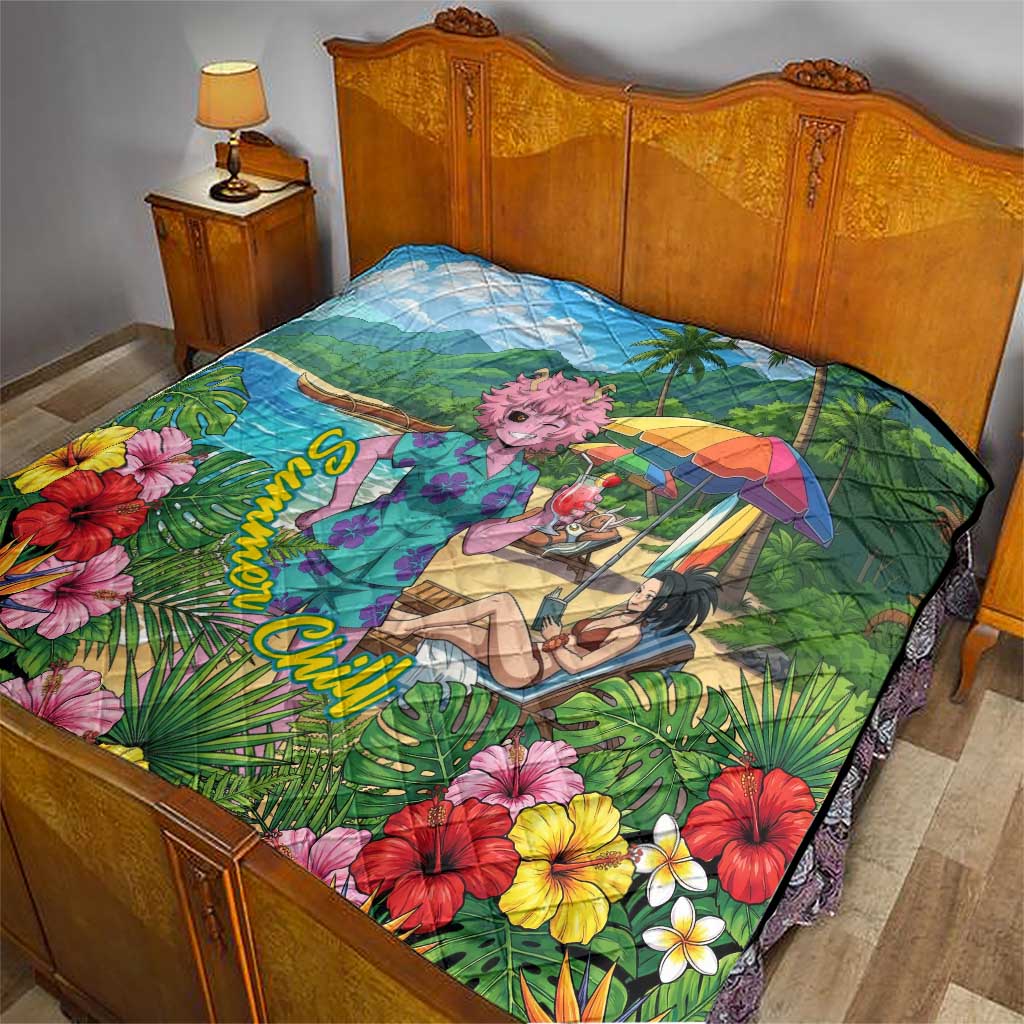 Mina Ashido Summer Chill Quilt Tropical Anime Cocktail Vibes