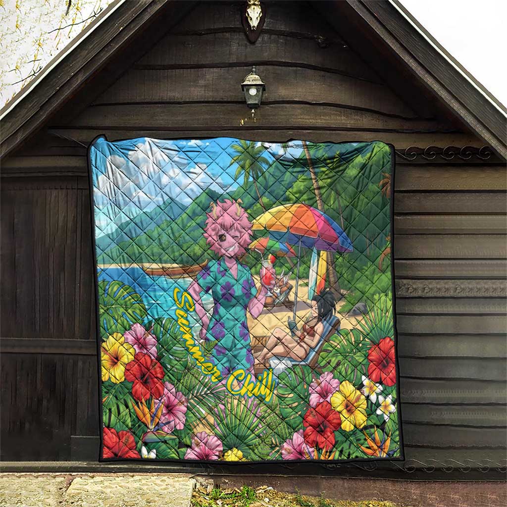 Mina Ashido Summer Chill Quilt Tropical Anime Cocktail Vibes