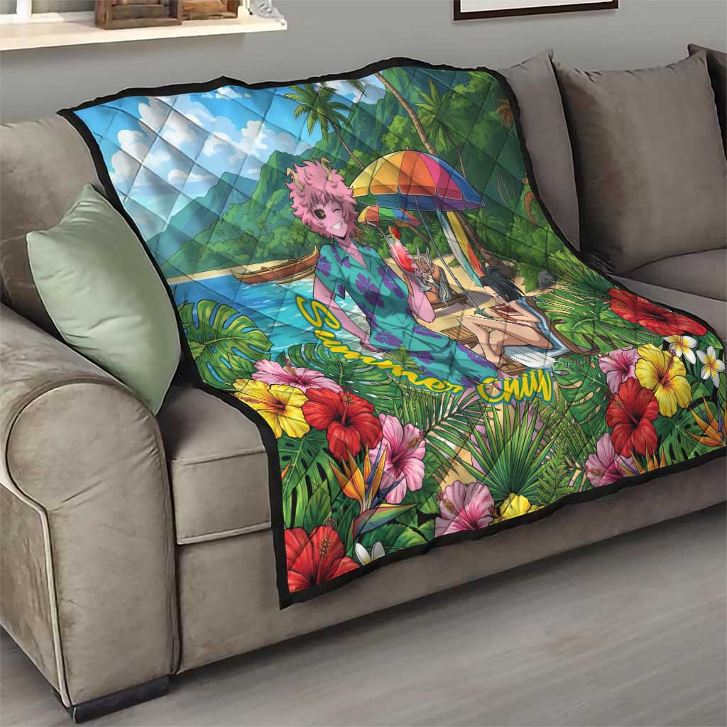 Mina Ashido Summer Chill Quilt Tropical Anime Cocktail Vibes