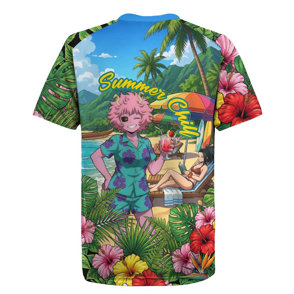 Mina Ashido Summer Chill Rugby Jersey Tropical Anime Cocktail Vibes