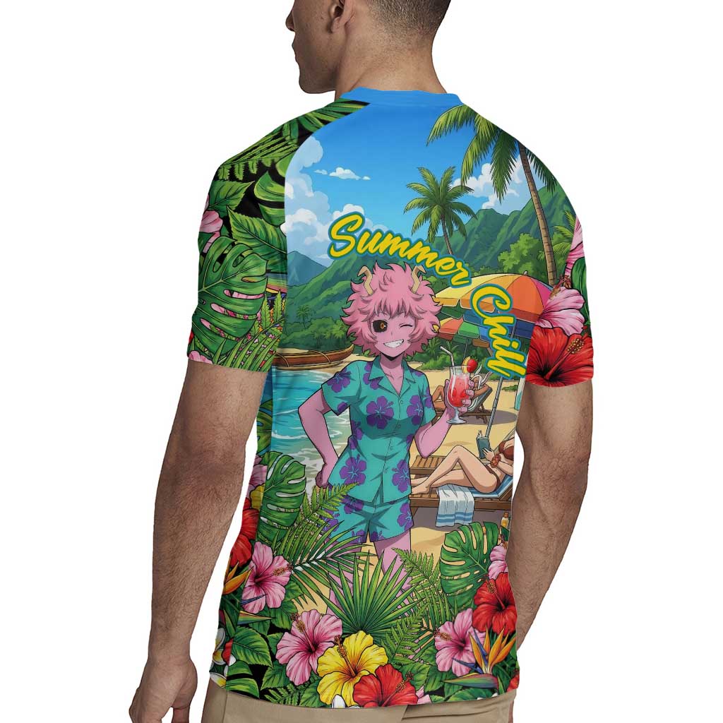 Mina Ashido Summer Chill Rugby Jersey Tropical Anime Cocktail Vibes
