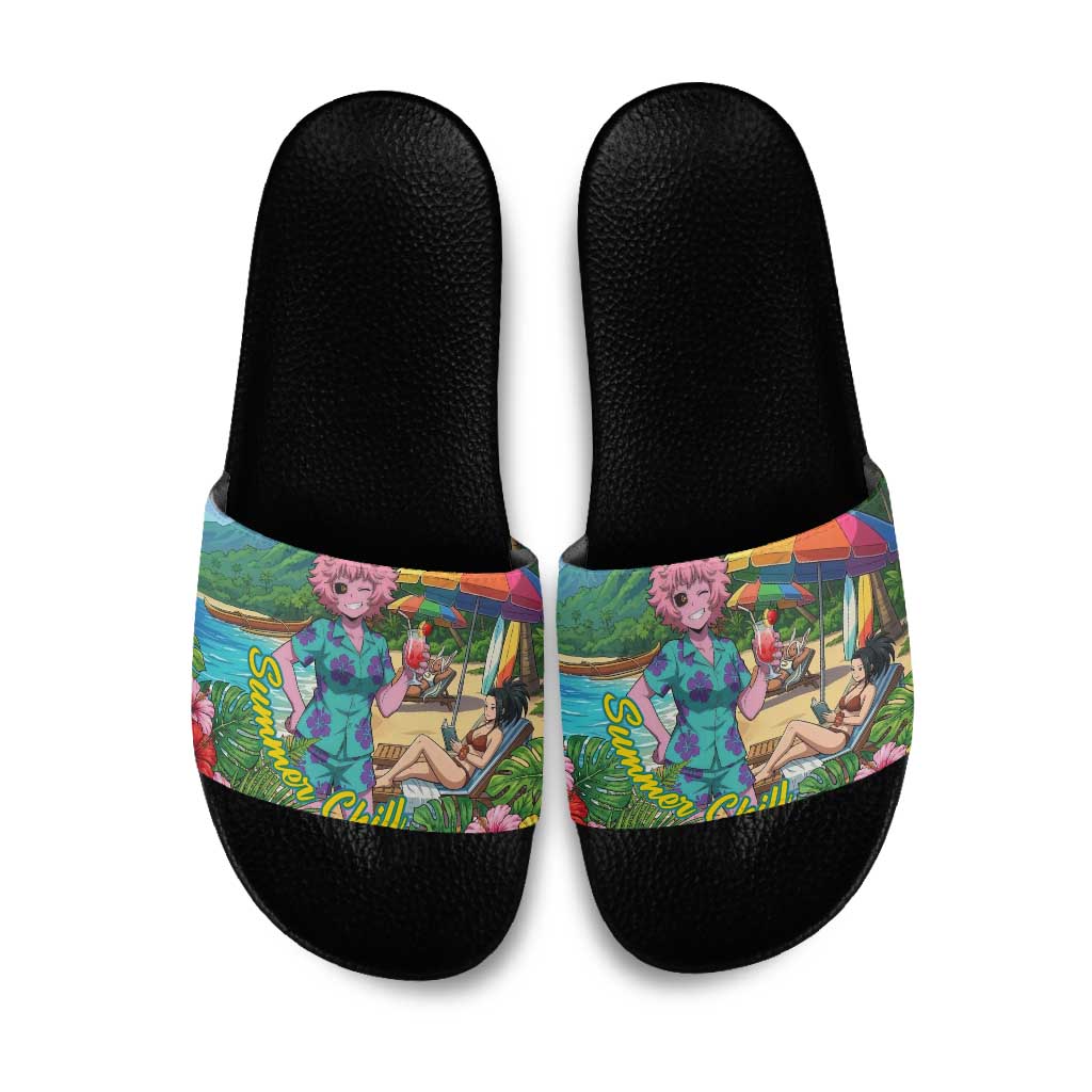 Mina Ashido Summer Chill Slide Sandals Tropical Anime Cocktail Vibes