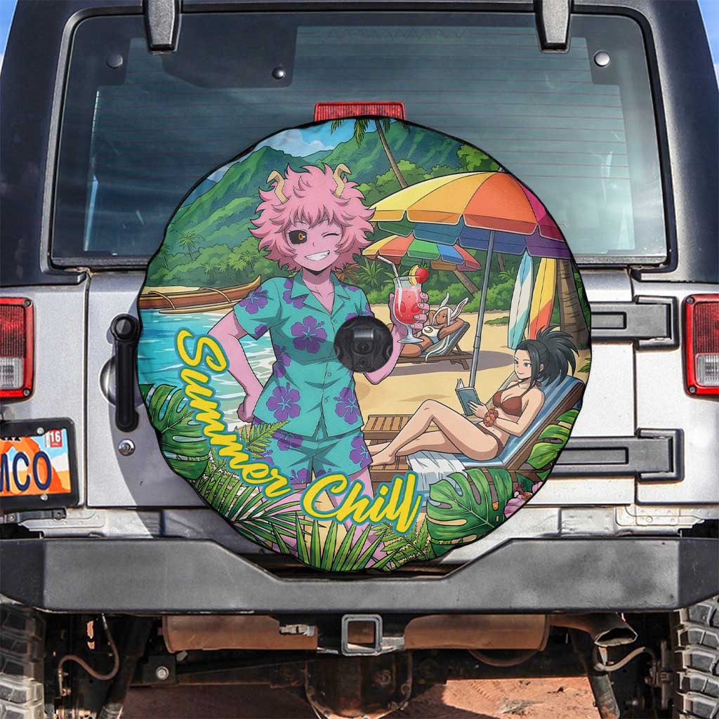 Mina Ashido Summer Chill Spare Tire Cover Tropical Anime Cocktail Vibes