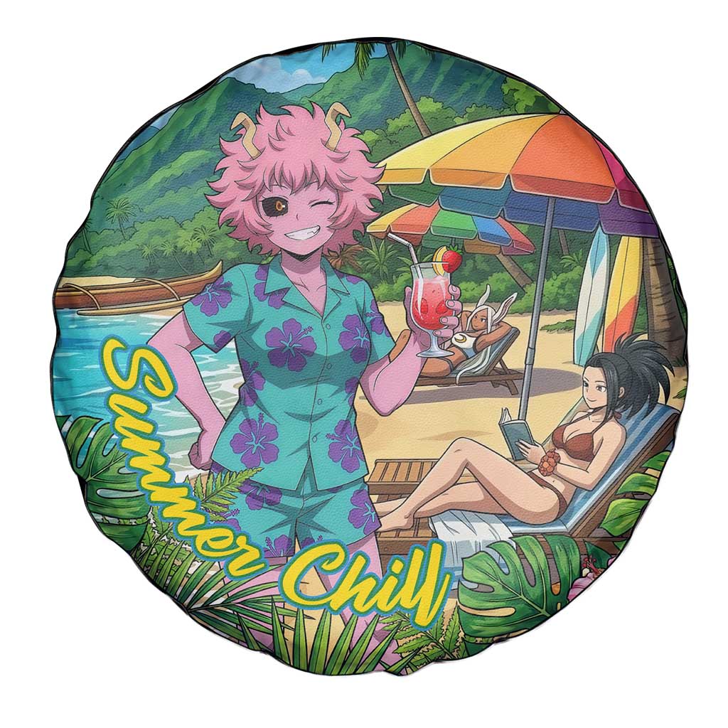 Mina Ashido Summer Chill Spare Tire Cover Tropical Anime Cocktail Vibes