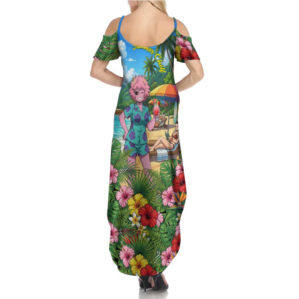 Mina Ashido Summer Chill Summer Maxi Dress Tropical Anime Cocktail Vibes