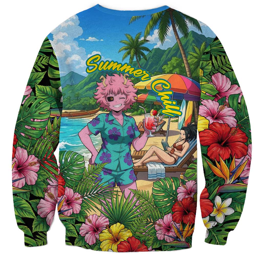 Mina Ashido Summer Chill Sweatshirt Tropical Anime Cocktail Vibes