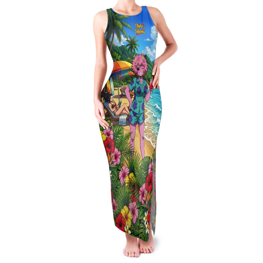 Mina Ashido Summer Chill Tank Maxi Dress Tropical Anime Cocktail Vibes