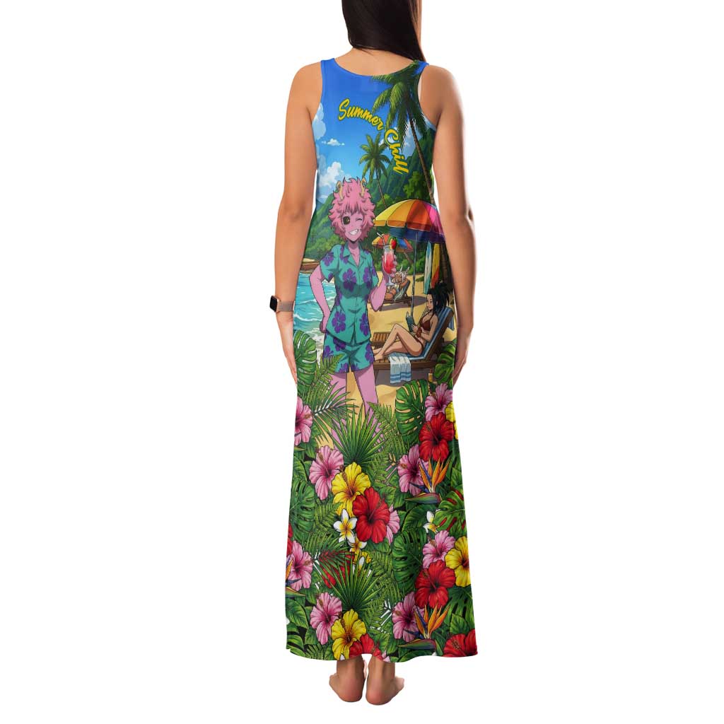 Mina Ashido Summer Chill Tank Maxi Dress Tropical Anime Cocktail Vibes