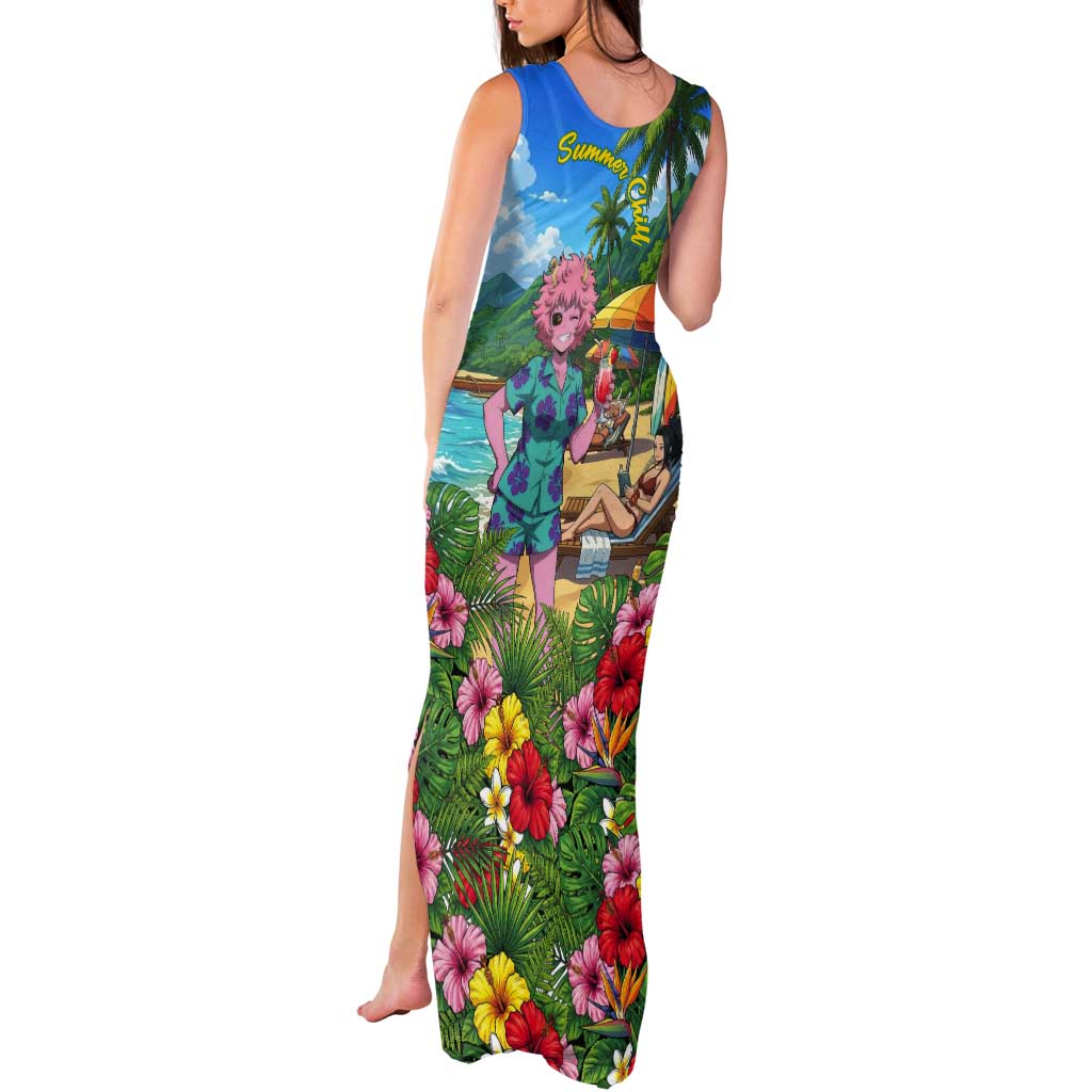 Mina Ashido Summer Chill Tank Maxi Dress Tropical Anime Cocktail Vibes