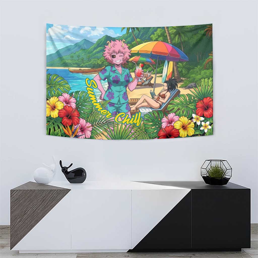 Mina Ashido Summer Chill Tapestry Tropical Anime Cocktail Vibes