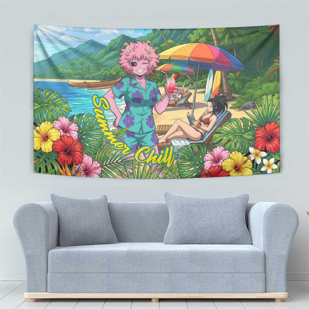 Mina Ashido Summer Chill Tapestry Tropical Anime Cocktail Vibes