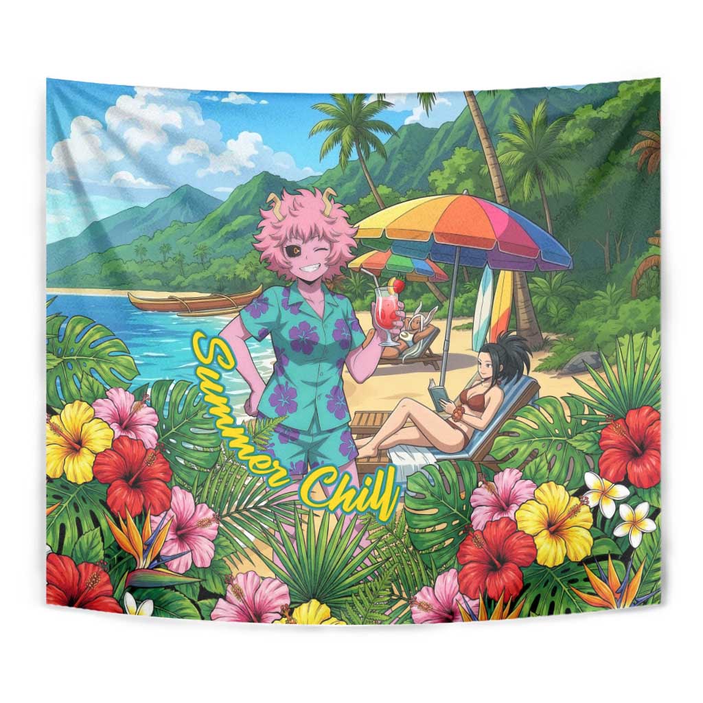 Mina Ashido Summer Chill Tapestry Tropical Anime Cocktail Vibes