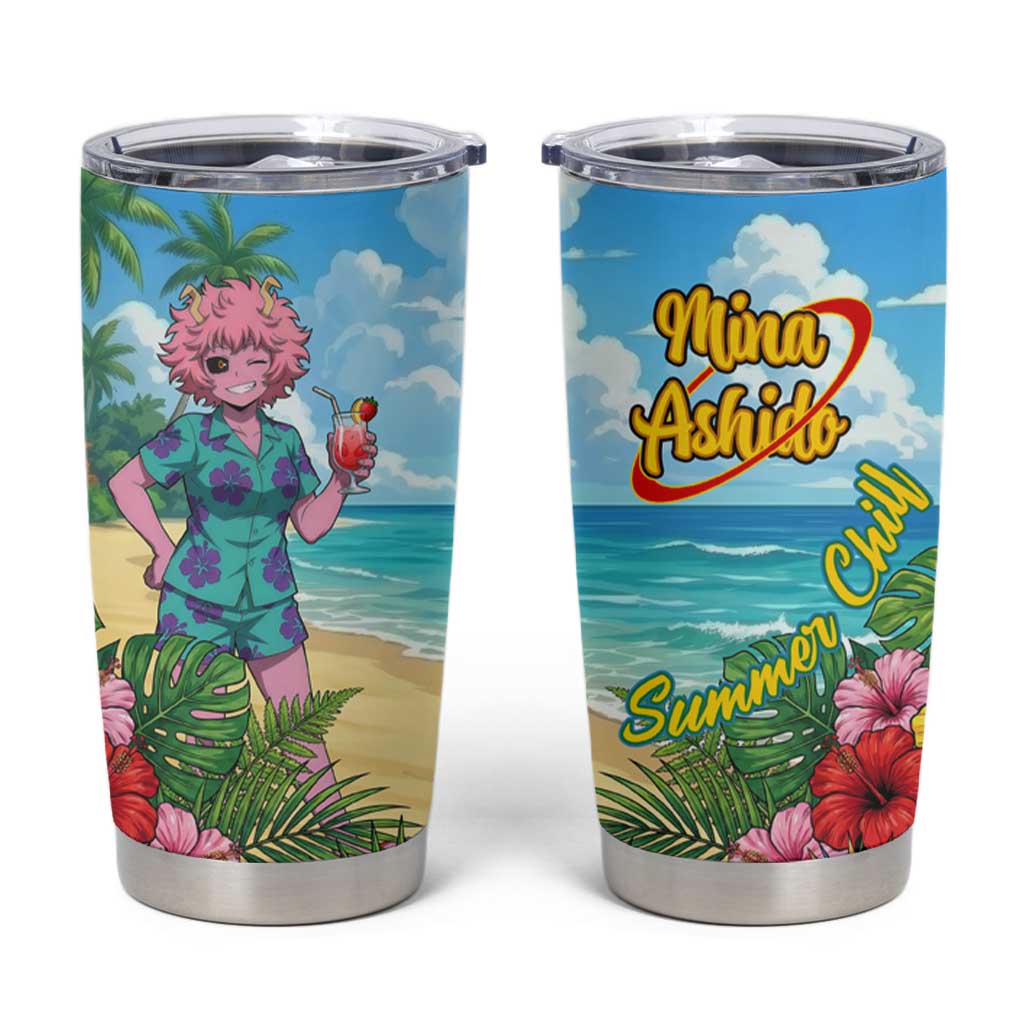 Mina Ashido Summer Chill Tumbler Cup Tropical Anime Cocktail Vibes