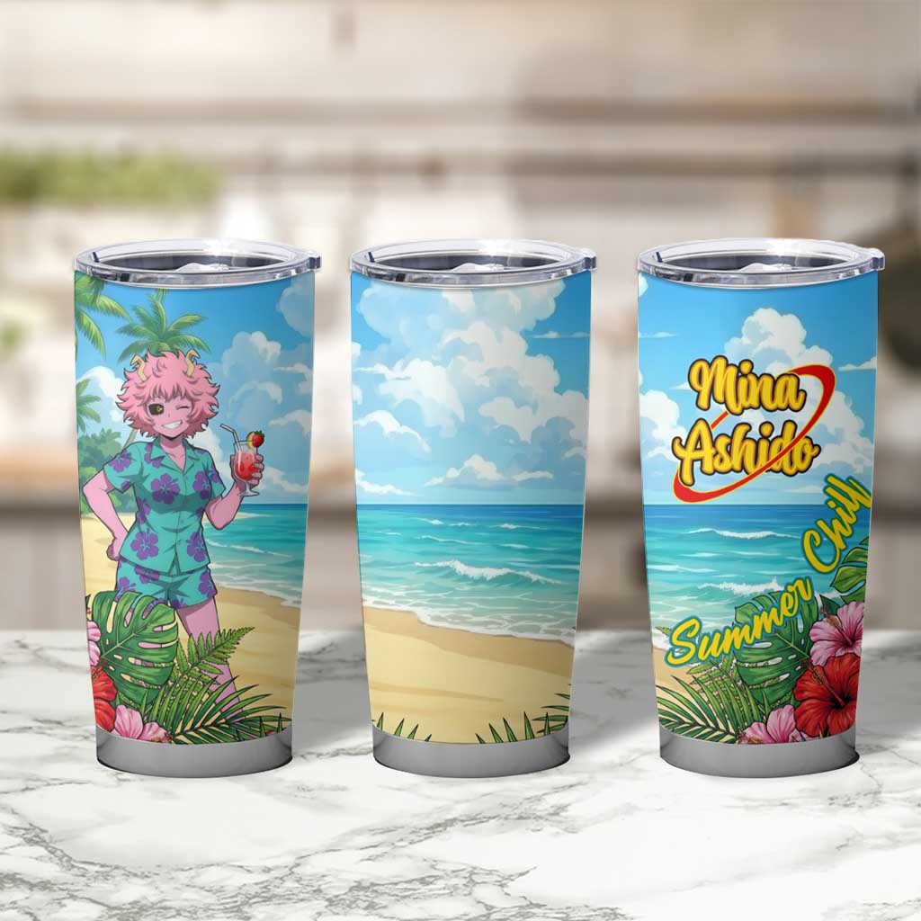 Mina Ashido Summer Chill Tumbler Cup Tropical Anime Cocktail Vibes