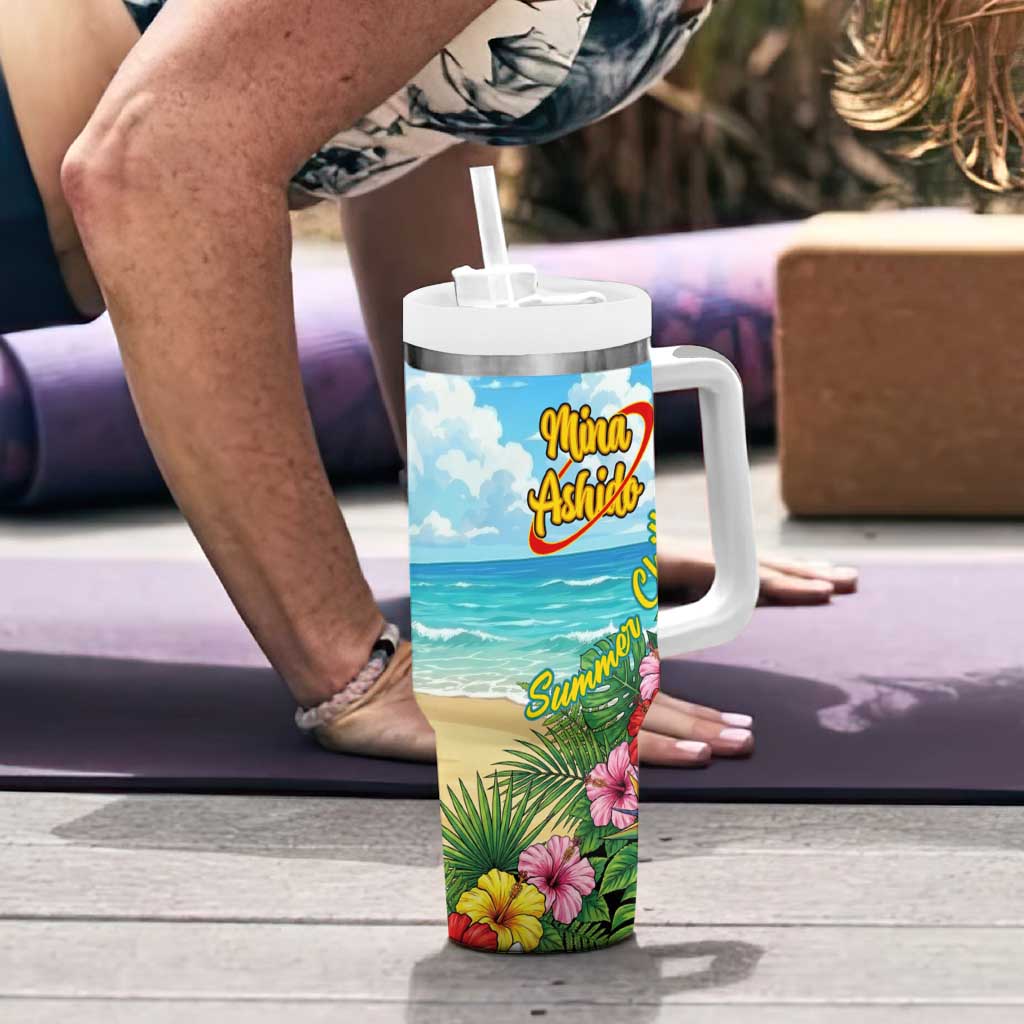 Mina Ashido Summer Chill Tumbler With Handle Tropical Anime Cocktail Vibes
