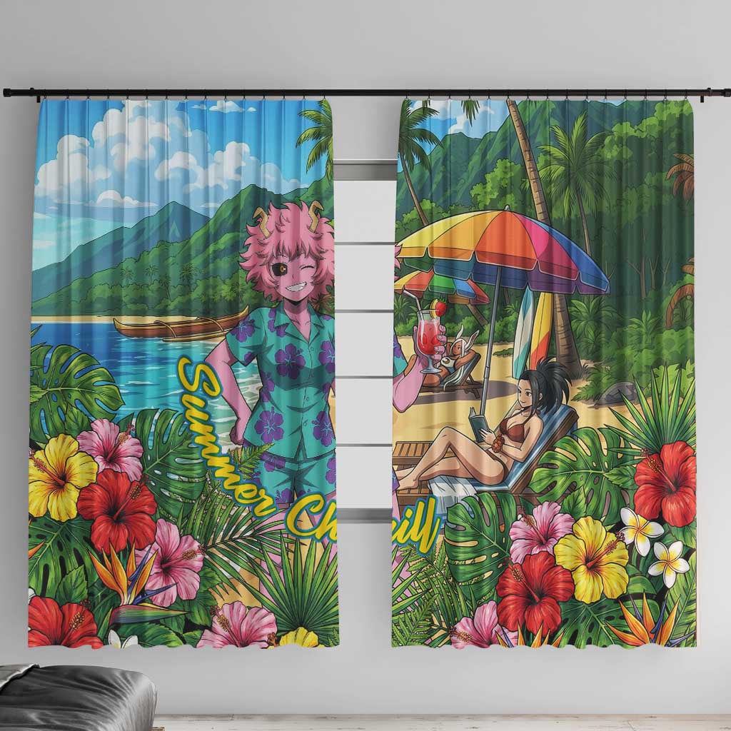 Mina Ashido Summer Chill Window Curtain Tropical Anime Cocktail Vibes