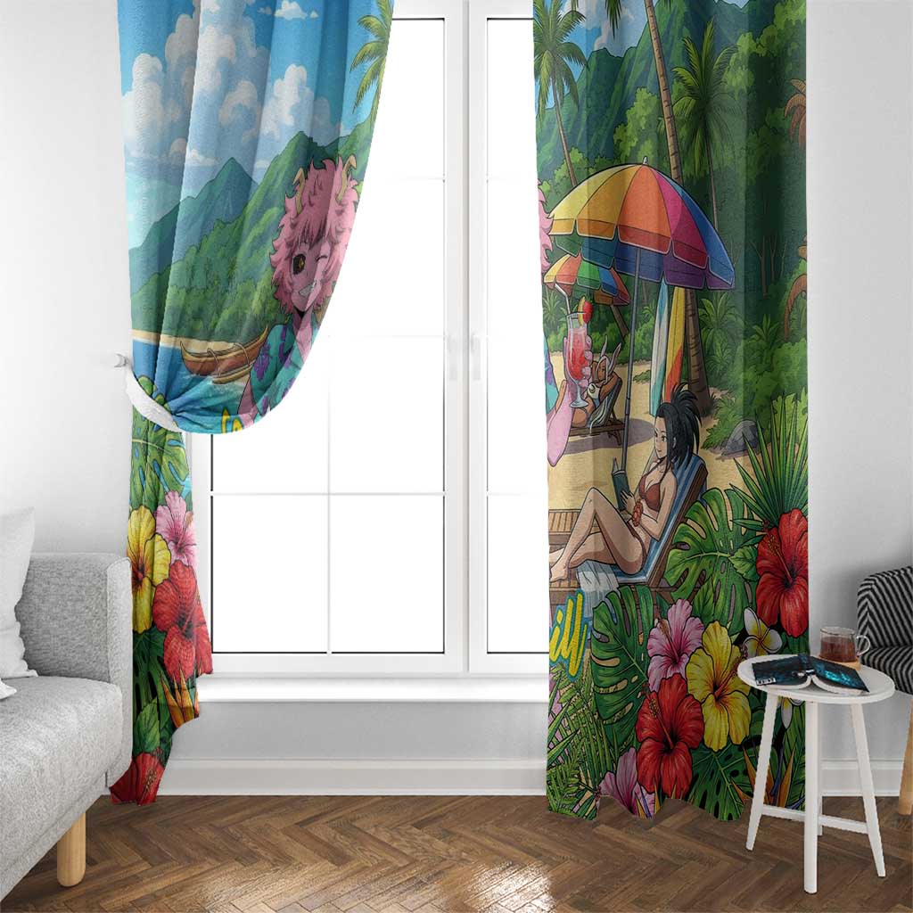 Mina Ashido Summer Chill Window Curtain Tropical Anime Cocktail Vibes