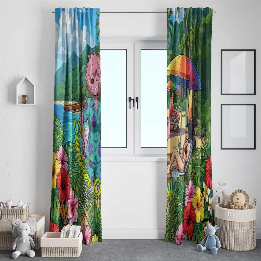 Mina Ashido Summer Chill Window Curtain Tropical Anime Cocktail Vibes