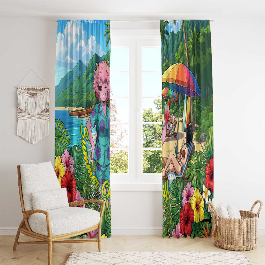 Mina Ashido Summer Chill Window Curtain Tropical Anime Cocktail Vibes