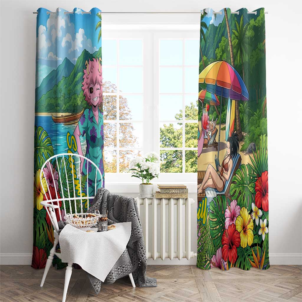 Mina Ashido Summer Chill Window Curtain Tropical Anime Cocktail Vibes