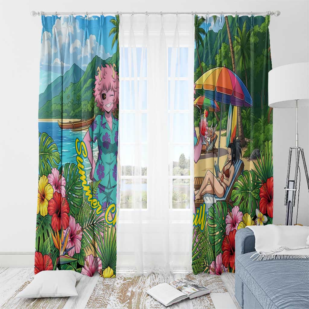 Mina Ashido Summer Chill Window Curtain Tropical Anime Cocktail Vibes