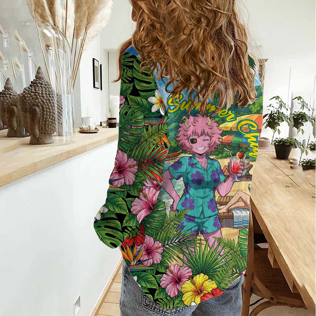Mina Ashido Summer Chill Women Casual Shirt Tropical Anime Cocktail Vibes