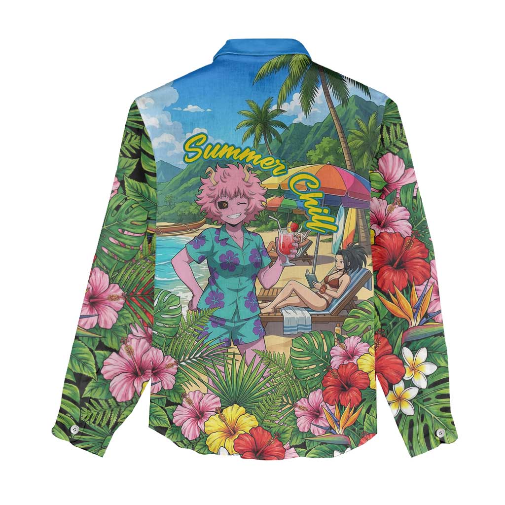 Mina Ashido Summer Chill Women Casual Shirt Tropical Anime Cocktail Vibes