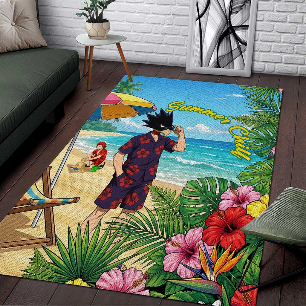 Fumikage Tokoyami Summer Chill Area Rug Tropical Anime Beach Mood