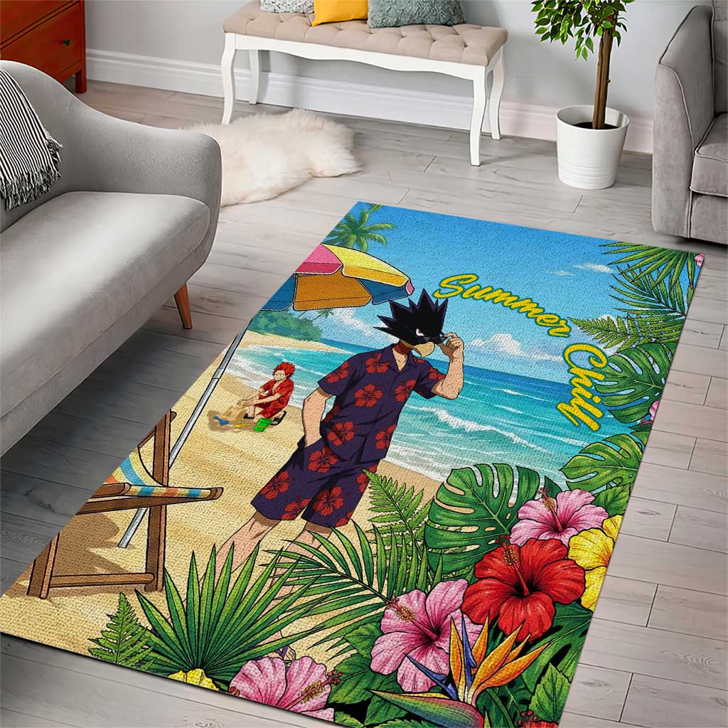 Fumikage Tokoyami Summer Chill Area Rug Tropical Anime Beach Mood