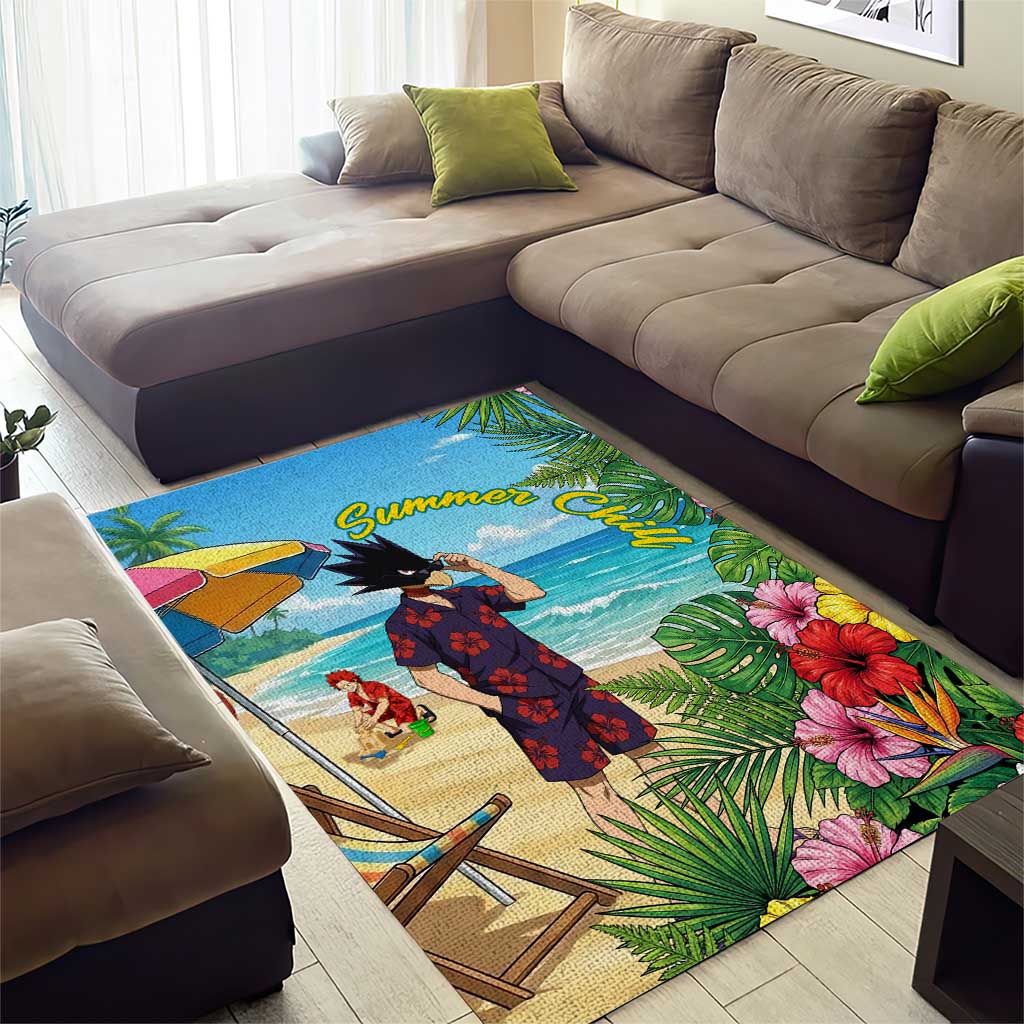 Fumikage Tokoyami Summer Chill Area Rug Tropical Anime Beach Mood
